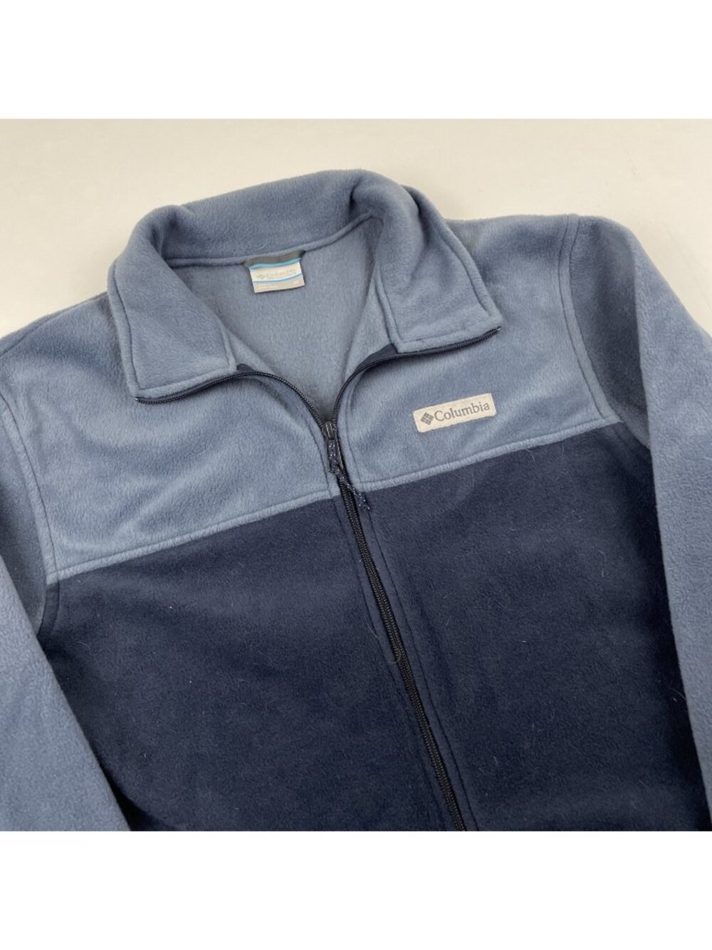 Columbia Fleece Jacket Men’s M Full Zip Hiking Casual Soft Navy Blue